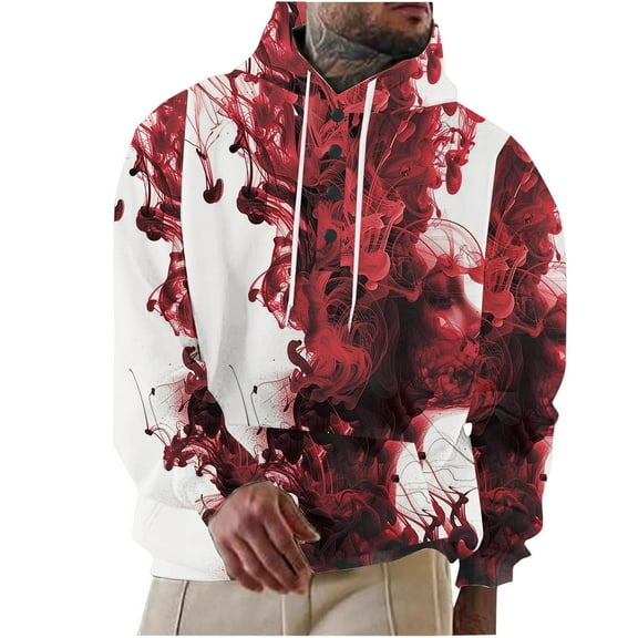 WXLWZYWL Funny Halloween Hoodies for Men Bat Design Shirt for Men with Pocket Drawstring Sweatshirt Hooded Costumes Pullover Tops Plus Size