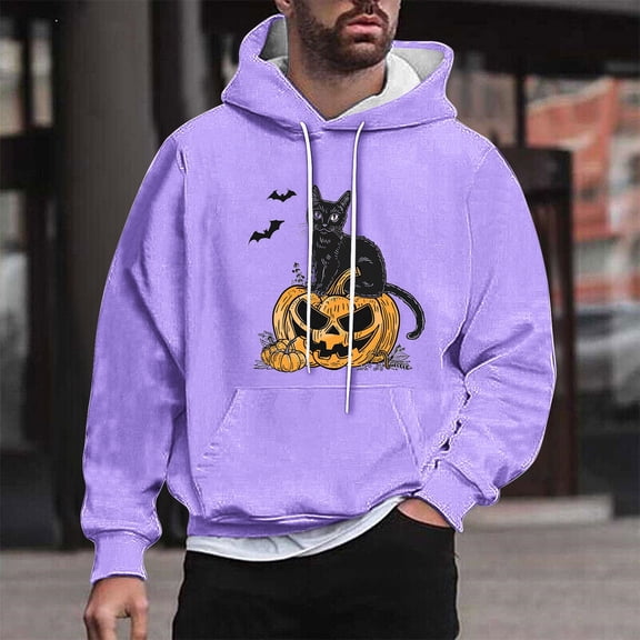 WXLWZYWL Funny Halloween Hoodies for Men Bat Design Shirt for Men with Pocket Drawstring Sweatshirt Hooded Costumes Pullover Tops Plus Size