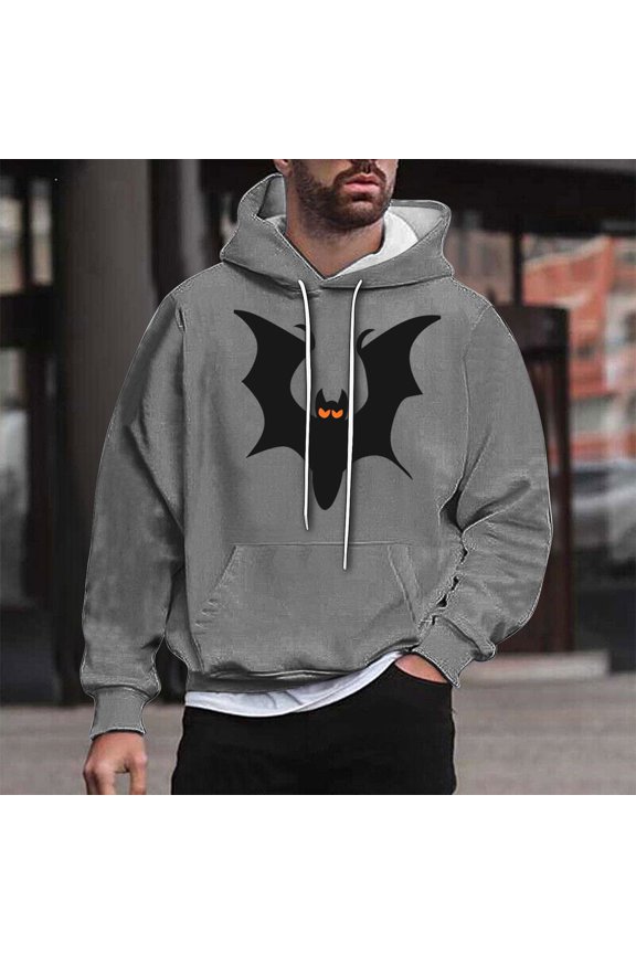 Funny Halloween Hoodies for Men Bat Design Shirt for Men with Pocket Drawstring Sweatshirt Hooded Costumes Pullover Tops Plus Size