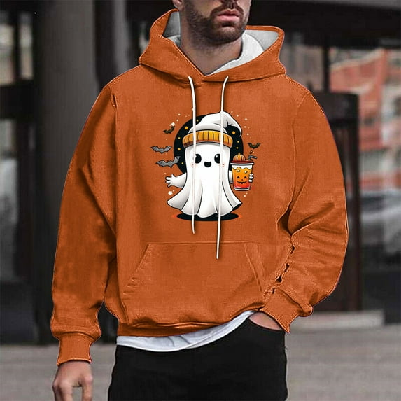 WXLWZYWL Funny Halloween Hoodies for Men Bat Design Shirt for Men with Pocket Drawstring Sweatshirt Hooded Costumes Pullover Tops Plus Size