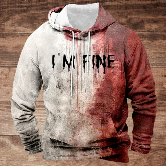 WXLWZYWL Funny Halloween Hoodies for Men Men's Hoodie 3D Halloween Pattern Letter Printed Hoodie Loose Relaxed Hoodie Personalized Long Sleeve Hoodie