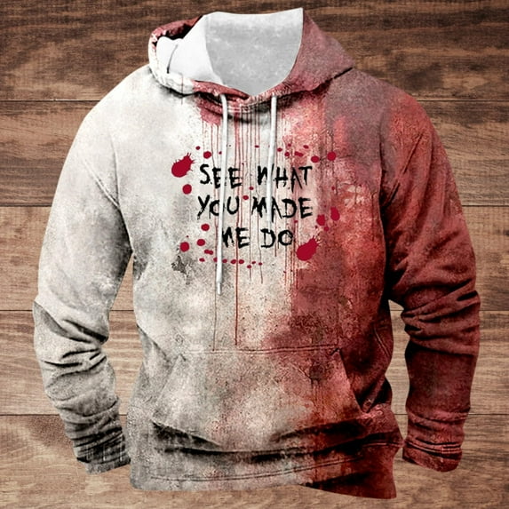 WXLWZYWL Funny Halloween Hoodies for Men Men's Hoodie 3D Halloween Pattern Letter Printed Hoodie Loose Relaxed Hoodie Personalized Long Sleeve Hoodie