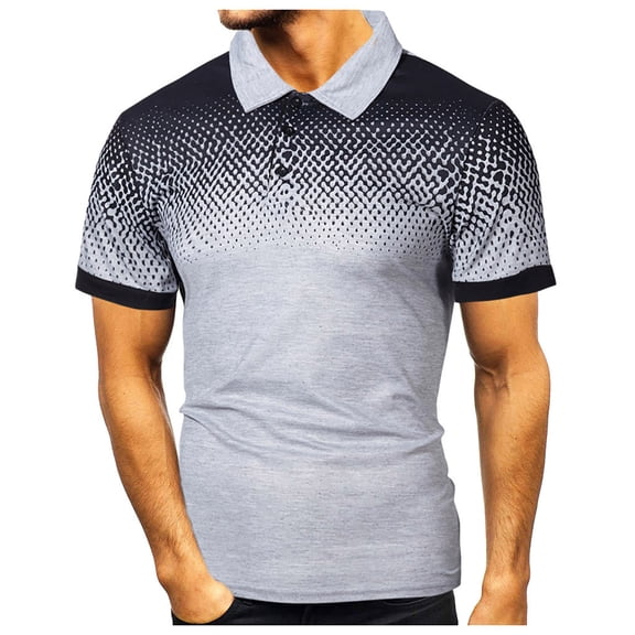 WXLWZYWL Golf Polo Shirts for Men Plus Size Short Sleeve Button Up Lapel Collar Shirts Color Block Striped Performance Moisture Wicking Shirt Tees Casual Basic T Shirts