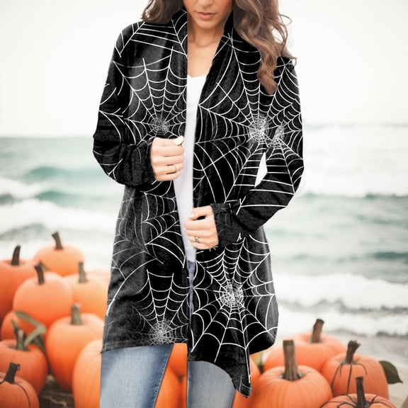 WXLWZYWL Halloween Cardigans for Women 2024 Pumpkin Lightweight Fall Oversized Cardigans Knitted Long Sleeve Trendy