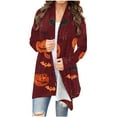thumbnail image 1 of WXLWZYWL Halloween Cardigans for women 2024 Ghost Pumpkin Bat Spide Web Witch Graphic Coats Long Sleeve Lightweight Tops Open Front Fall Jackets, 1 of 5