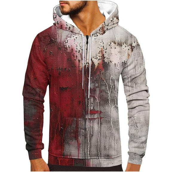 WXLWZYWL Halloween Hoodies for Men Men's Hoodie 3D Halloween Pattern Sports Jackets Hooded Coats Long Sleeve Zipper Up Loose Relaxed Hoodie Personalized Jackets