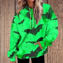 WXLWZYWL Halloween Hoodies for Women Plus Size Long Sleeve Shirts Crewneck Bat Pumpkin Ghost Witch Printed Cute Y2k Loose Casual Pullover Tee Tops Hoodies