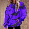 thumbnail image 1 of WXLWZYWL Halloween Hoodies for Women Plus Size Long Sleeve Shirts Crewneck Bat Pumpkin Ghost Witch Printed Cute Y2k Loose Casual Pullover Tee Tops Hoodies, 1 of 6