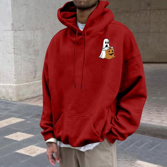 WXLWZYWL Halloween Hoodies for Men 3D Print Ghost Graphic Hooded Sweatshirts Pullover Cool Funny Novelty Hoody