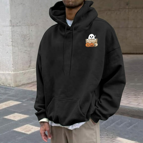 WXLWZYWL Halloween Hoodies for Men 3D Print Ghost Graphic Hooded Sweatshirts Pullover Cool Funny Novelty Hoody