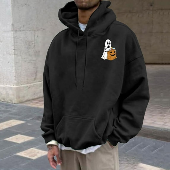 WXLWZYWL Halloween Hoodies for Men 3D Print Ghost Graphic Hooded Sweatshirts Pullover Cool Funny Novelty Hoody