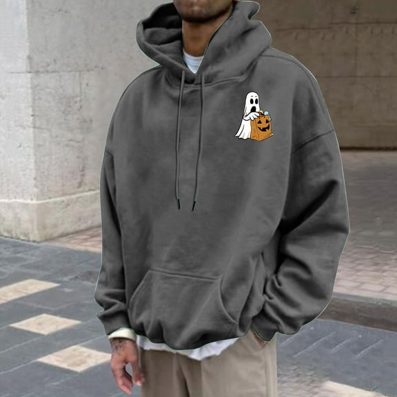 WXLWZYWL Halloween Hoodies for Men 3D Print Ghost Graphic Hooded Sweatshirts Pullover Cool Funny Novelty Hoody
