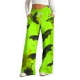 thumbnail image 1 of WXLWZYWL Halloween Pants for Women Plus Size Stretch Pants Casual Palazzo Sweatpants Bat Print Drawstring Wide Leg Pant Lounge Elastic Waist Sweatpant with Pockets, 1 of 4