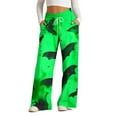thumbnail image 1 of WXLWZYWL Halloween Pants for Women Plus Size Stretch Pants Casual Palazzo Sweatpants Bat Print Drawstring Wide Leg Pant Lounge Elastic Waist Sweatpant with Pockets, 1 of 4