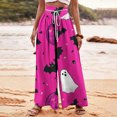 thumbnail image 1 of WXLWZYWL Halloween Pants for Women Women's Comfy Stretch Pants Casual Palazzo Sweatpants Bat Print Drawstring Wide Leg Pant Lounge Elastic Waist Sweatpant, 1 of 4