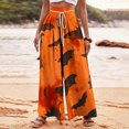 thumbnail image 1 of WXLWZYWL Halloween Pants for Women Women's Comfy Stretch Pants Casual Palazzo Sweatpants Bat Print Drawstring Wide Leg Pant Lounge Elastic Waist Sweatpant, 1 of 5