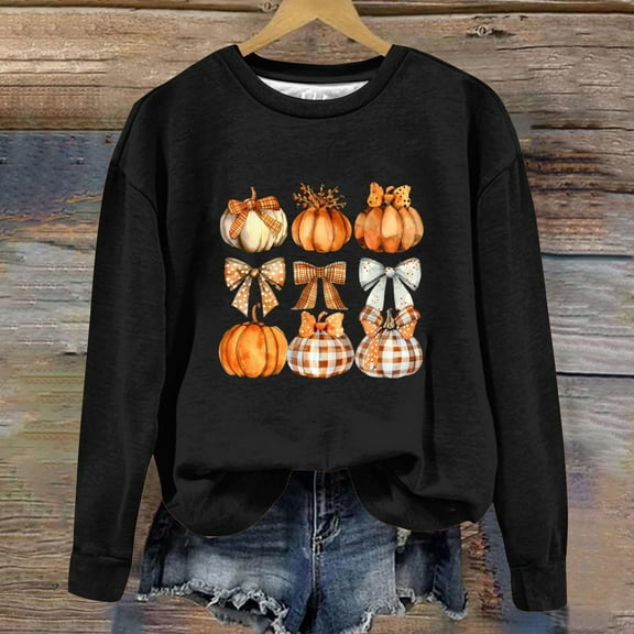 WXLWZYWL Halloween Sweatshirt for Women Oversized Crewneck Pullover Graphic Long Sleeve Top Cute Y2k Loose Fit