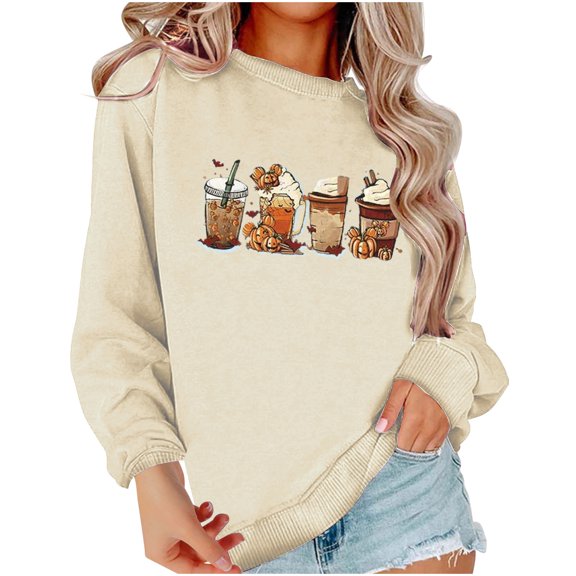 WXLWZYWL Halloween Sweatshirt for Women Oversized Crewneck Pullover Graphic Long Sleeve Top Cute Y2k Loose Fit