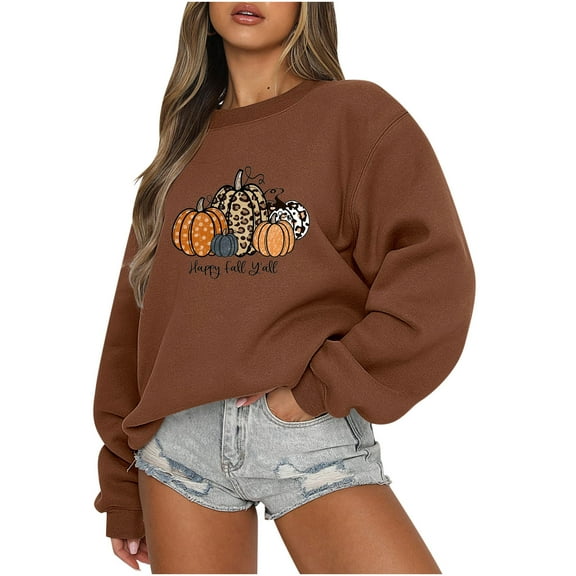 WXLWZYWL Halloween Sweatshirt for Women Oversized Crewneck Pullover Graphic Long Sleeve Top Cute Y2k Loose Fit