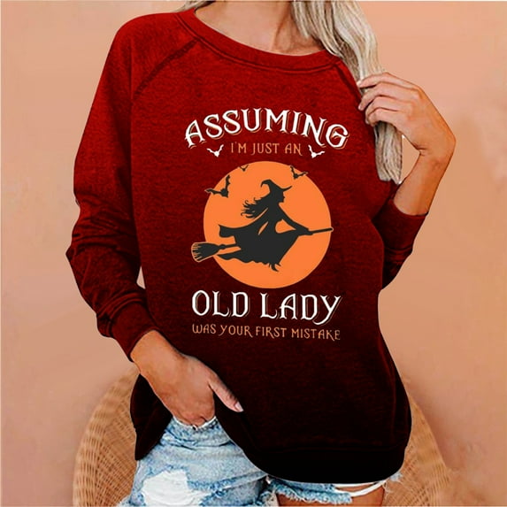WXLWZYWL Halloween Sweatshirts for Women Long Sleeve Shirts Crewneck Bat Pumpkin Ghost Witch Printed Loose Casual Pullover Tee Tops Hoodie Fall Clothes 2024