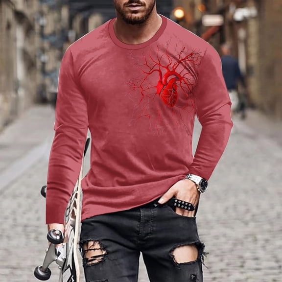 WXLWZYWL Halloween Tops for Men Men's Halloween Horror Blood Vessel Heart Graphic T-Shirt Bat Shirt Bloody Shirt Spooky Scary Halloween Costume