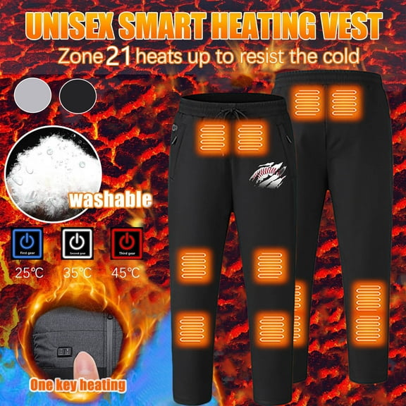 WXLWZYWL Heated Pants for Men USB Electric Heated Pants with 6 Heating Zones Winter Thermal Heating Trousers for Outdoor