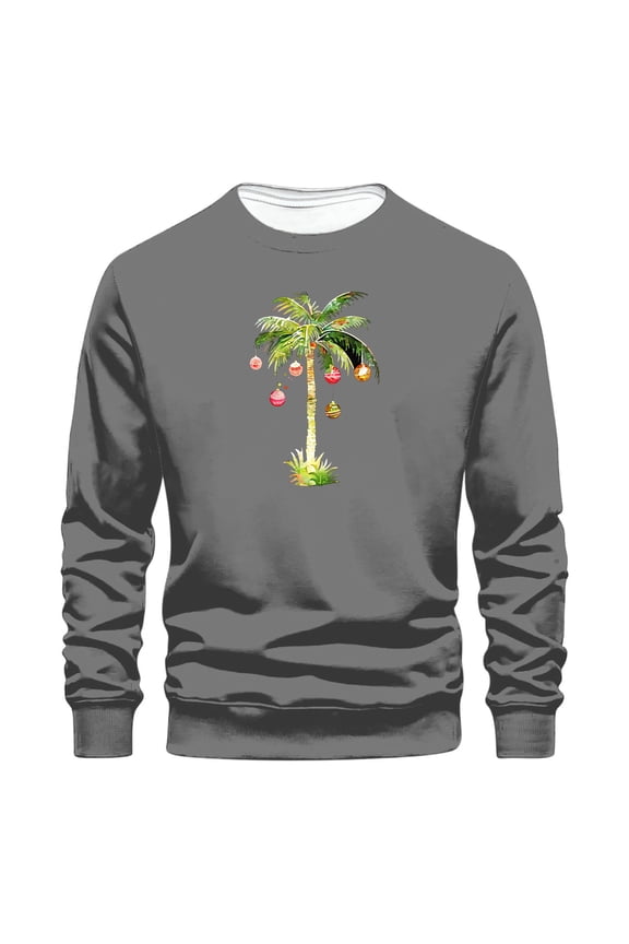 Holiday Sweatshirts Men Regular Crew Neck Long Sleeves Loose Tops Christmas Printed Sweatshirts Fall Winter Sweatshirts Pullover