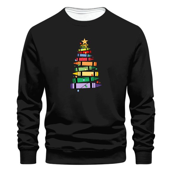 WXLWZYWL Holiday Sweatshirts Men Regular Crew Neck Long Sleeves Loose Tops Christmas Printed Sweatshirts Fall Winter Sweatshirts Pullover