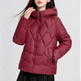thumbnail image 1 of WXLWZYWL Hooded Winter Jackets for Women Solid Color Cropped Cotton Jacket Long Sleeve Heavyweight Jacket Quilted Puffer Parka Coat Jackets, 1 of 4