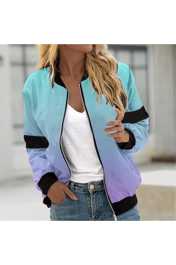 Jacket for Women Trendy Bomber Jackets Lightweight Zip Up Coat with Pocket 2024 Cropped Retro Moto Biker Outwear