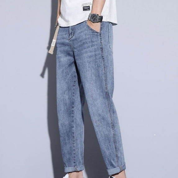 WXLWZYWL Jeans for Men Relaxed Fit Stretch Waist Taper Jean Light Wash Casual Vintage Denim Pants Light Wash Trousers