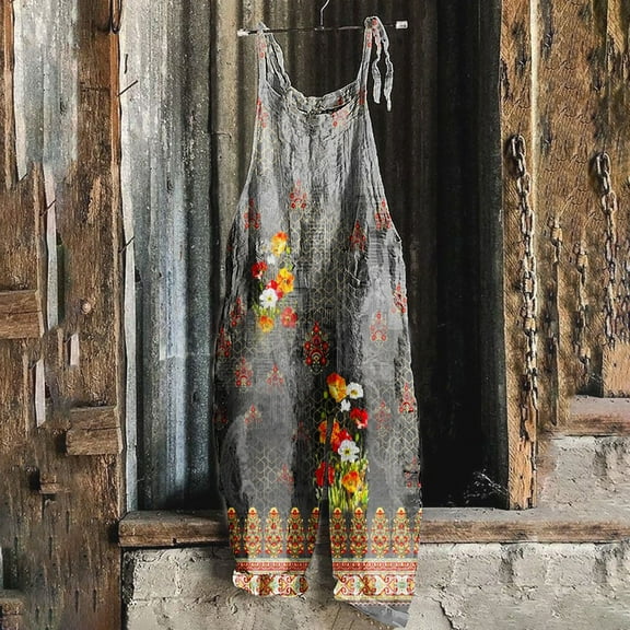 WXLWZYWL Jumpsuits for Women Casual Solid Overalls Jumpers with Buttons Pocket 2024 Baggy Cotton and Linen Jumpsuit