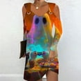 thumbnail image 1 of WXLWZYWL Ladies Evening Dresses Casual Halloween Printed Dress Long Sleeve Strapless Dress Fashion Round Neck Suspender Off Shoulder Dress, 1 of 5