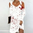 thumbnail image 1 of WXLWZYWL Ladies Evening Dresses Casual Halloween Printed Dress Long Sleeve Strapless Dress Fashion Round Neck Suspender Off Shoulder Dress, 1 of 5