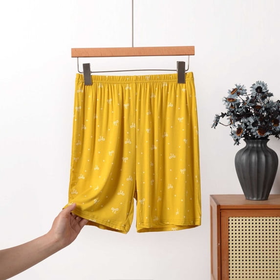 WXLWZYWL Ladies Plus Size Sleep Shorts Polka Dot Print Modal Pajama Shorts Elastic Waist Lounge Bottoms with Pockets