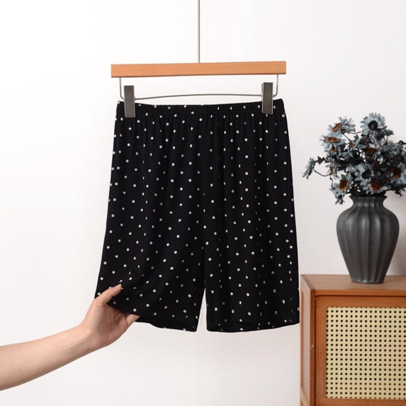 WXLWZYWL Ladies Plus Size Sleep Shorts Polka Dot Print Modal Pajama Shorts Elastic Waist Lounge Bottoms with Pockets