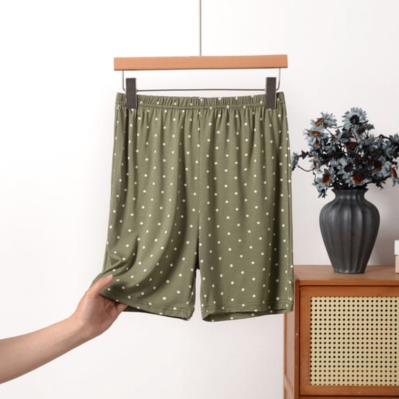 WXLWZYWL Ladies Plus Size Sleep Shorts Polka Dot Print Modal Pajama Shorts Elastic Waist Lounge Bottoms with Pockets