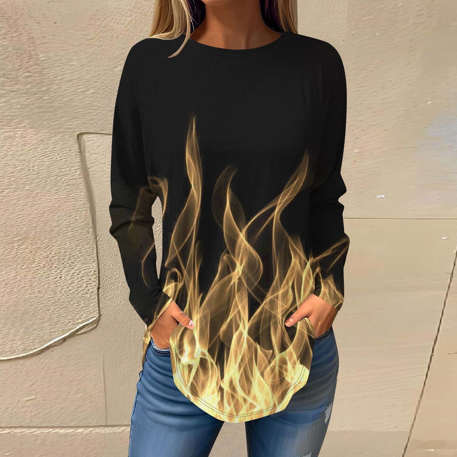 Fiamme Print Long-Sleeved Top