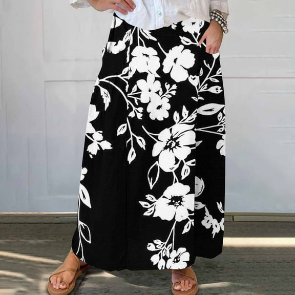 WXLWZYWL Maxi Skirts for Women Ankle Length Skirt Casual Long Skirt High Waisted Maxi Skirt Reg and Plus Size Skirt Long Skirt with Pockets