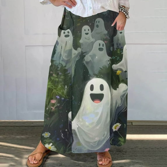 WXLWZYWL Maxi Skirts for Women Ankle Length Skirt Casual Long Skirt High Waisted Maxi Skirt Reg and Plus Size Skirt Long Skirt with Pockets