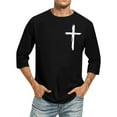 thumbnail image 1 of WXLWZYWL Men Baseball T Shirt Plus Size 3/4 Sleeve Round Neck Solid Color Shirt Casual Loose T Shirts Comfortable Fit Tee Blouses Black XXL, 1 of 3