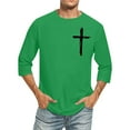 thumbnail image 1 of WXLWZYWL Men Baseball T Shirt Plus Size 3/4 Sleeve Round Neck Solid Color Shirt Casual Loose T Shirts Comfortable Fit Tee Blouses Green L, 1 of 3