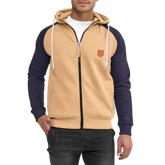 WXLWZYWL Men Hoodies Casual Hoodies for Men with Zip Pockets Full Zip Long Sleeve Sweatshirt Sports Y2K Hooded Jacket