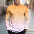 thumbnail image 1 of WXLWZYWL Men Long Sleeve Tops Ombre Gradient Printed Round Neck Two Tone Color Transition Lightweight Loose Cut Winter Daily Commute Casual T Shirt, 1 of 6