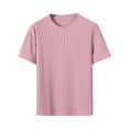 thumbnail image 1 of WXLWZYWL Men Textured Knit T-Shirts Casual Stretch Ribbed Short Sleeve Shirt Crewneck Slim Fitted Summer Tees, 1 of 6