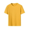 thumbnail image 1 of WXLWZYWL Men Textured Knit T-Shirts Casual Stretch Ribbed Short Sleeve Shirt Crewneck Slim Fitted Summer Tees, 1 of 6