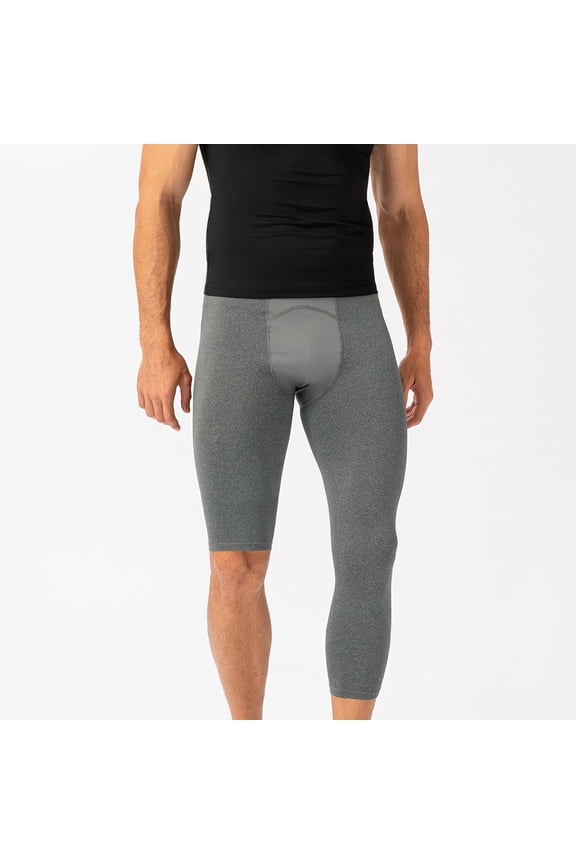 Men's 2 in 1 Running Pants with Shorts, Cool Dry Workout Baselayer Compression Tights Cropped Legging