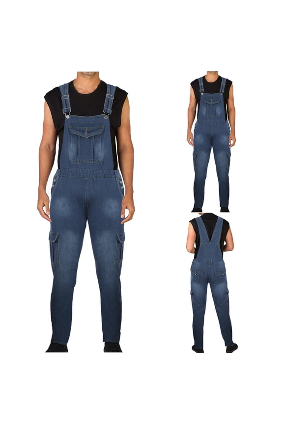 Men's Bib Overall Big and Tall Denim Overalls Casual Duck Bib Overall Regular Slim Fit Fashion Jean Jumpsuit with Multi-Pockets