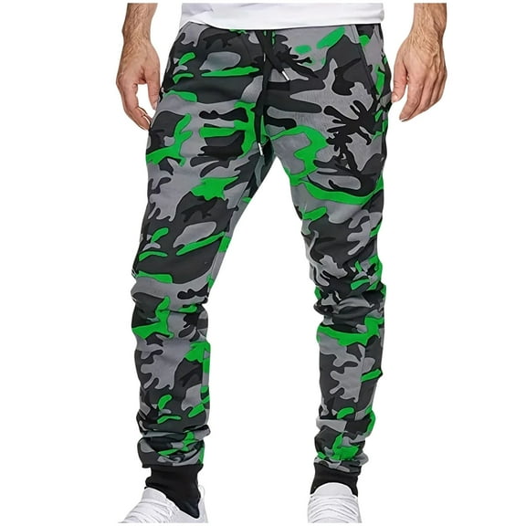 WXLWZYWL Men's Camo Pants Military Jogger Camouflage Outdoor Hiking Sports Slim Fit Trousers Trousers Drawstring Casual Active Sweatpants Baggy Sweatpants Gym Training Pants
