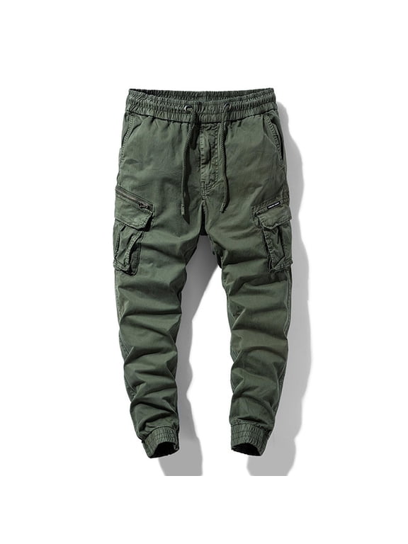 Men's Casual Cargo Pants Workout Joggers Stretch Sweatpants Drawstring Military Army Camo Combat Work Pants Slim Fit with Multi Pockets